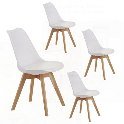 Set Of Four Medieval Modern Style Dining Chairs With Wooden Legs For Kitchen And Dining Room