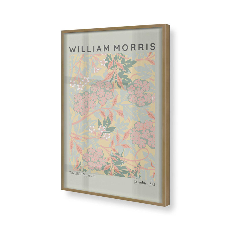 «Soft Sage Jasmine» par William Morris, reproduction, Cadre pour photo simple or brossé, H 21,25 po x l 17,25 po