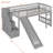 Stairway Twin Size Loft Bed With Two Drawers And Slide-124797459