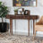 Leyna Fluted Wood 2-Drawer Oval Shaped Console Table