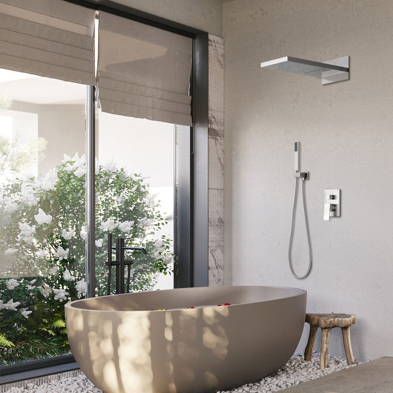 Système de douche complet avec valve brute, Nickel brossé