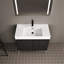 Meuble-lavabo moderne avec lavabo en résine et chêne foncé