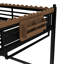 Lit mezzanine double en métal, de couleur noire, comprenant des échelles, des tablettes de rangement et une bibliothèque, adapté aux chambres à coucher, lit noir, équipé d'un coffre-fort pratique-11345344
