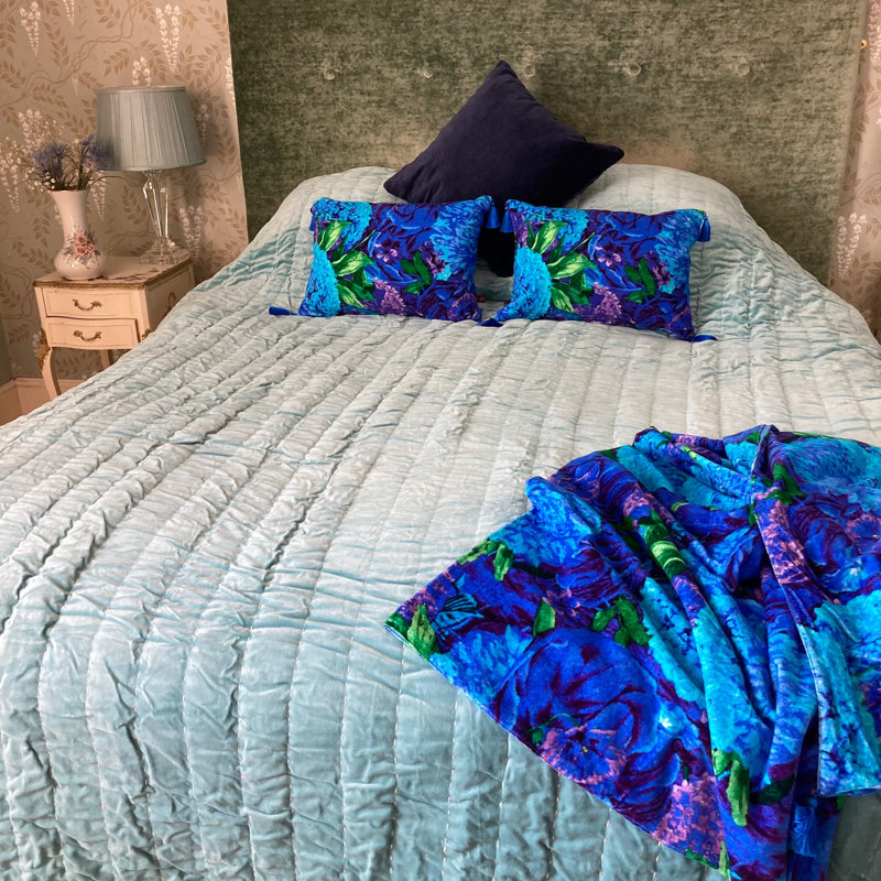 Solid Colour Bedspread, Duckegg Blue