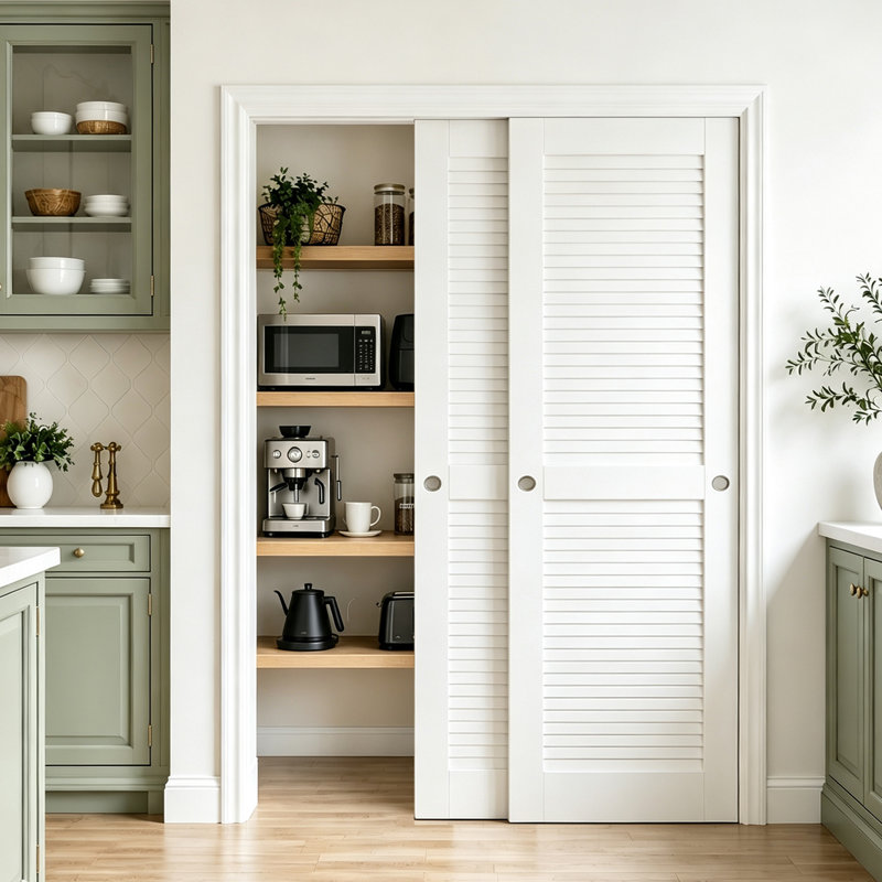 Porte d'armoire coulissante à persiennes blanche avec cadre, 60"X80"