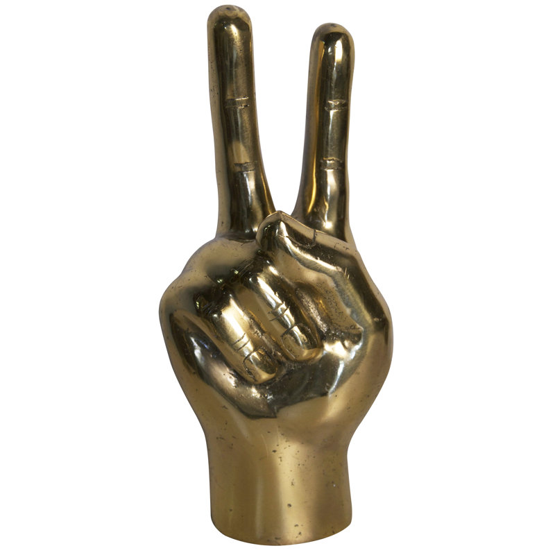 Lusk Peace Sign Sculpture, Antique Brass