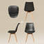 Ensemble de 6 chaises de salle à manger modernes avec coussin en cuir PU, structure en bois-209047801