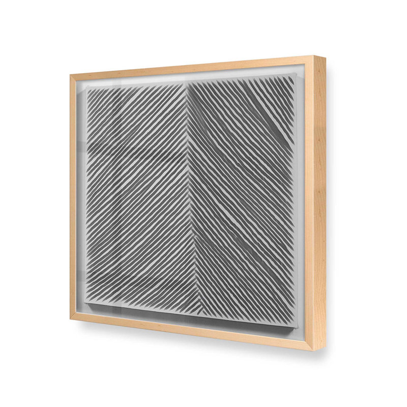 Illusion linéaire IV, H 21,5 po x l 21,5 po, Érable brut encadré