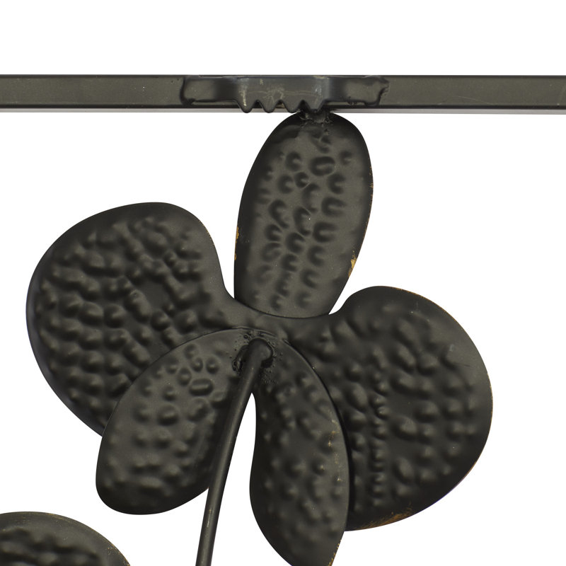 Ensemble de décoration murale en métal orchidée métallique noire avec cadre noir
