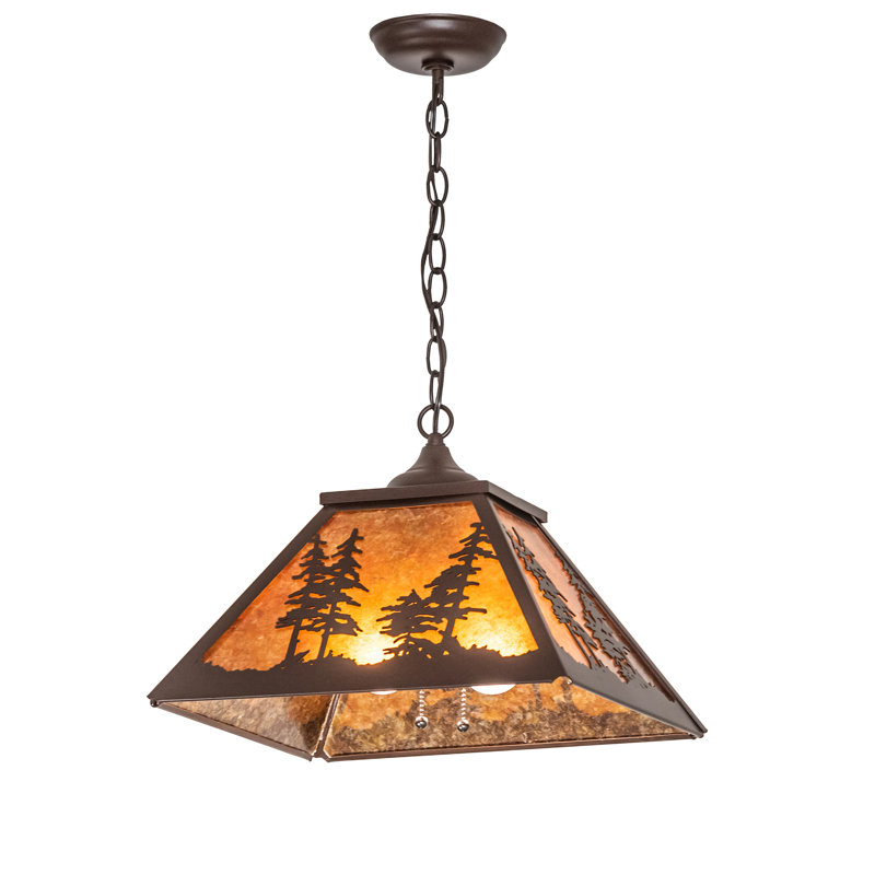 Greenbriar Oak 1 - Light Pendant, 44" H x 16" W x 16" D, Cafe Noir, Amber Mica