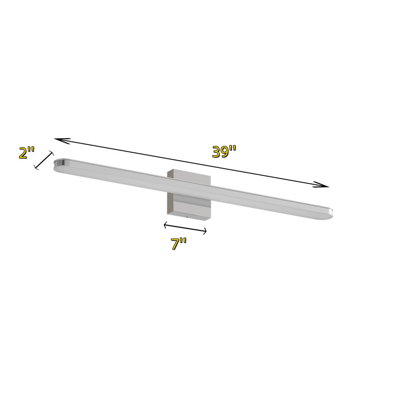 Luminaire de meuble-lavabo moderne à finition chromée, H 3,3 po x l 39,4 po x P 3,3 po