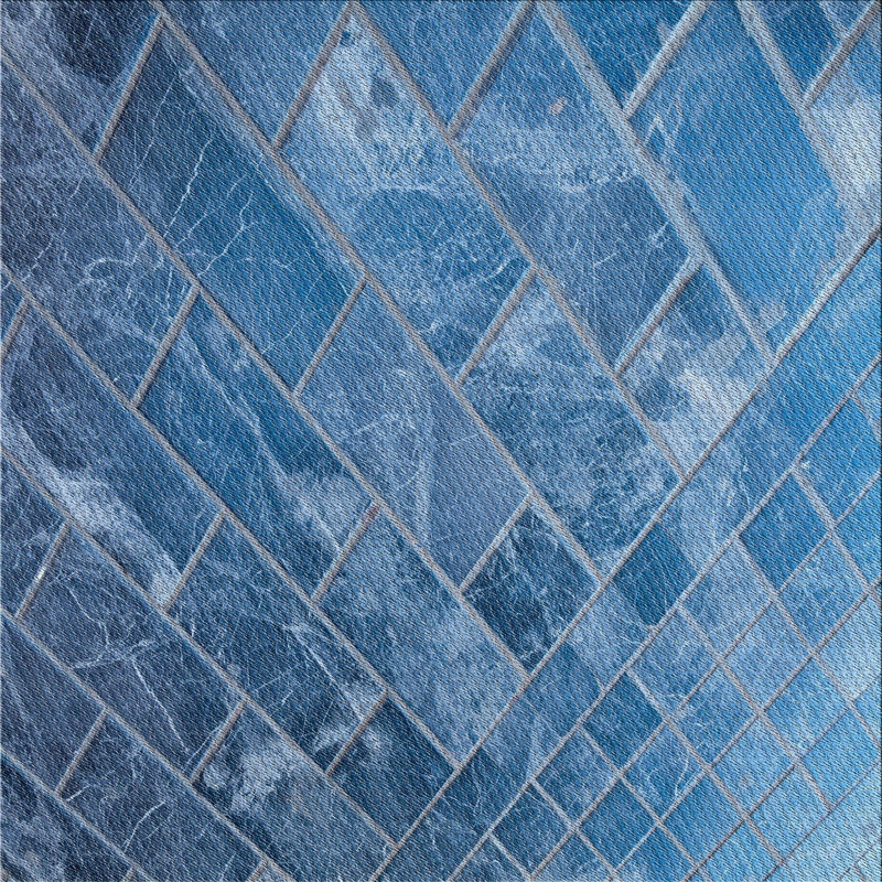 Tapis décoratif bleu géométrique, Carré 7 pi