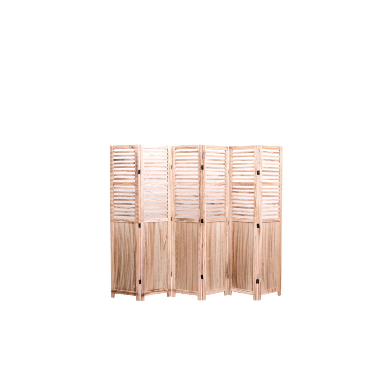 6 séparateurs pliants en bois massif naturel, 82,8 po x 65 po, pièce de décoration intérieure H 65 po
