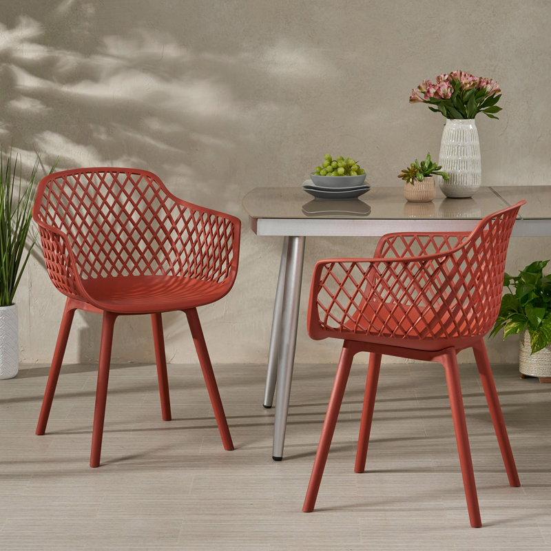 Chaise de salle à manger d'extérieur moderne, Rouge