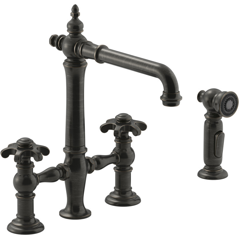 Artifacts Bridge Faucet, Oil-Rubbed Bronze, Cross Handle