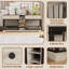 Meuble double 82 po avec tiroirs et tablettes, meuble télé en bois pour grands chiens 82 po, blanc-1798259979