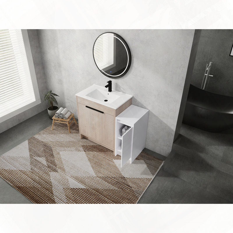 Meuble-lavabo autoportant avec lavabo en céramique