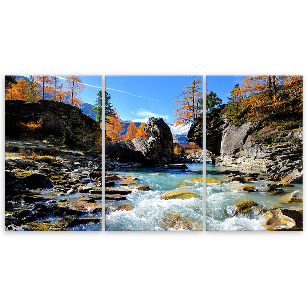 Leinwandbild Mountains Waterfall Rocks