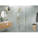 Halo 59 in. x 44 in. x 78 in. 90-degree Fully Frameless Glass Hinged Shower Enclosure