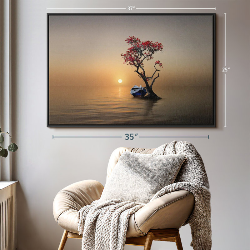 "Art mural bateau amarré", H 25 po x l 37 po