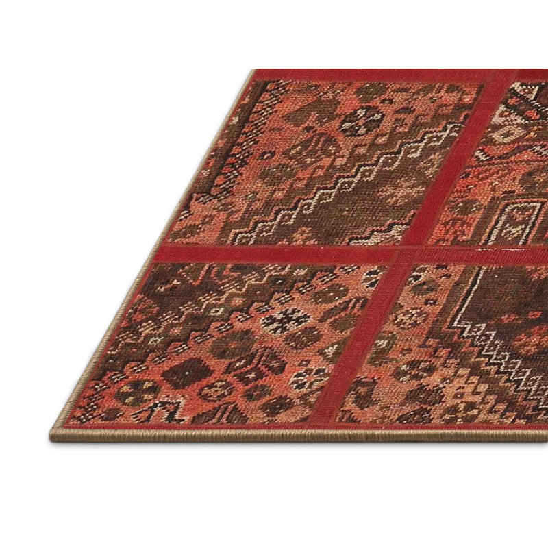 Tapis traditionnel rouge / bourgogne, Rectangle 2 pi x 4 pi
