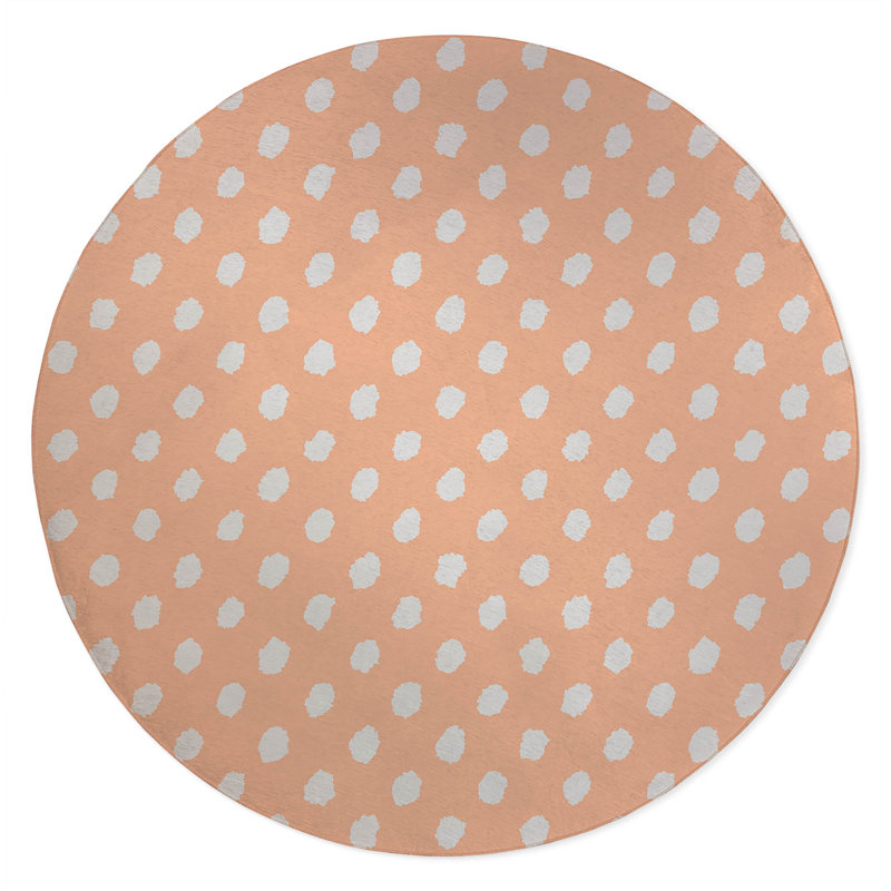 Grunge Dot Non-Slip Outdoor Rug, Round 5'