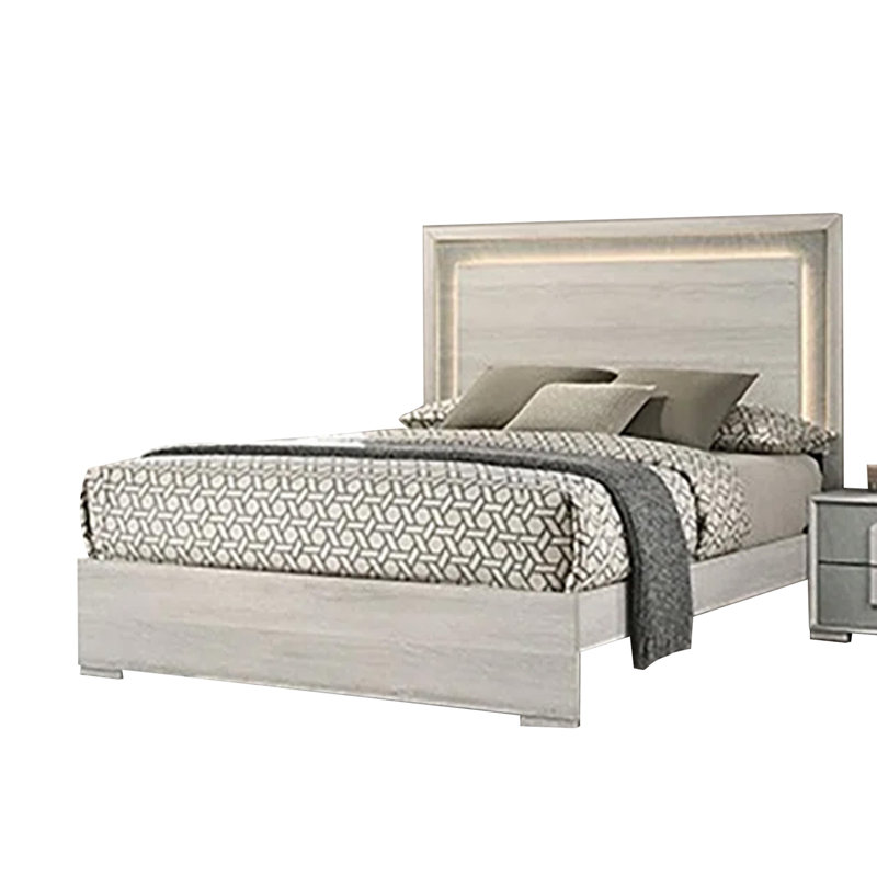 Ensemble de chambre à coucher pour grand lit 4 pièces Nomi avec tiroirs gris pierre
