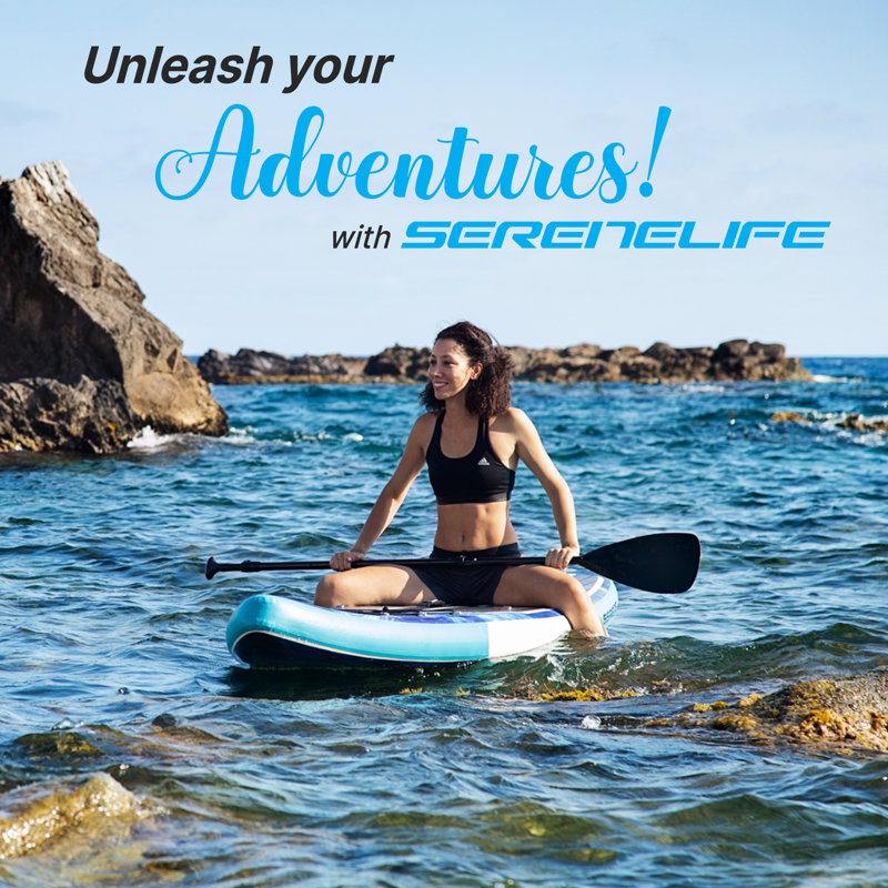 SereneLife Blue Inflatable Stand-Up Paddle Board with Accessories