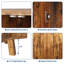 Armoire d'angle 31,5 po avec portes, tablette de coin cannelée industrielle à 3 niveaux avec tablette réglable, table de bout triangulaire autoportante pour le salon, la chambre à coucher, la cuisine, la salle de bain, brun