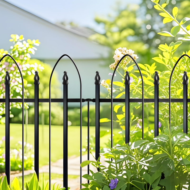 3m L Curved Garden Border Fence, 5 Panels, Tool-Free Setup, Black, 24" H x 24" W(5 Panels)