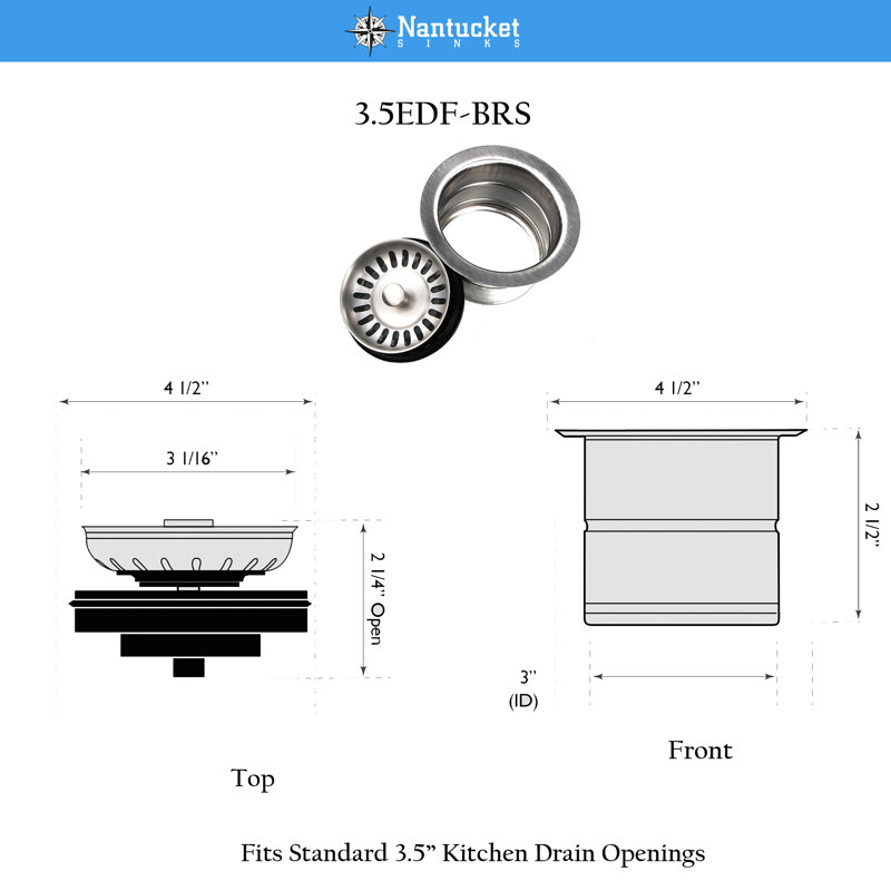 Premium Extended Sink Drain, Stainless Steel