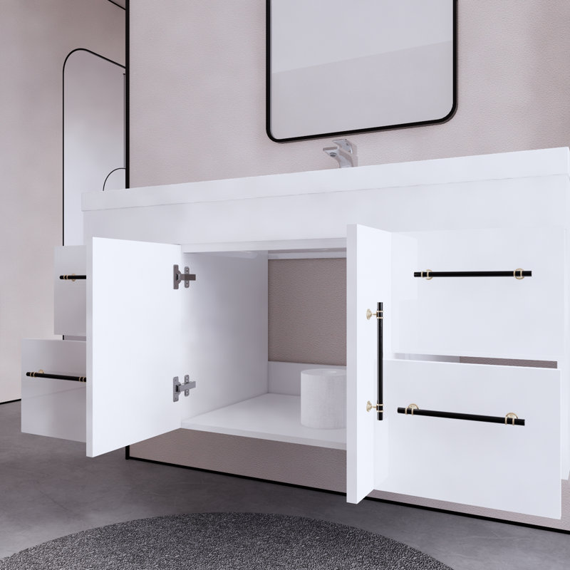 Bastos 47.24'' Single Bathroom Vanity with Acrylic Top, White