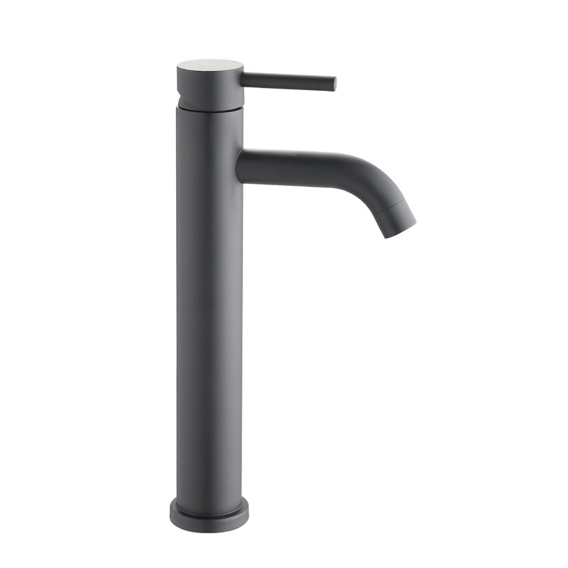 Modern Tall Bathroom Faucet - 1 Hole, Matte Black, High Water Outlet Single Handle Build, Matte Black