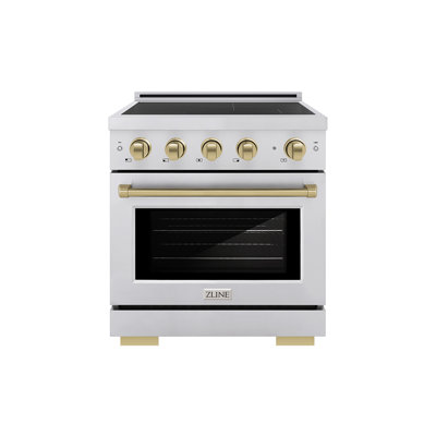 ZLINE Autograph 30 in. Paramount Induction Range with 4 Element Cooktop & Champagne Bronze Accents