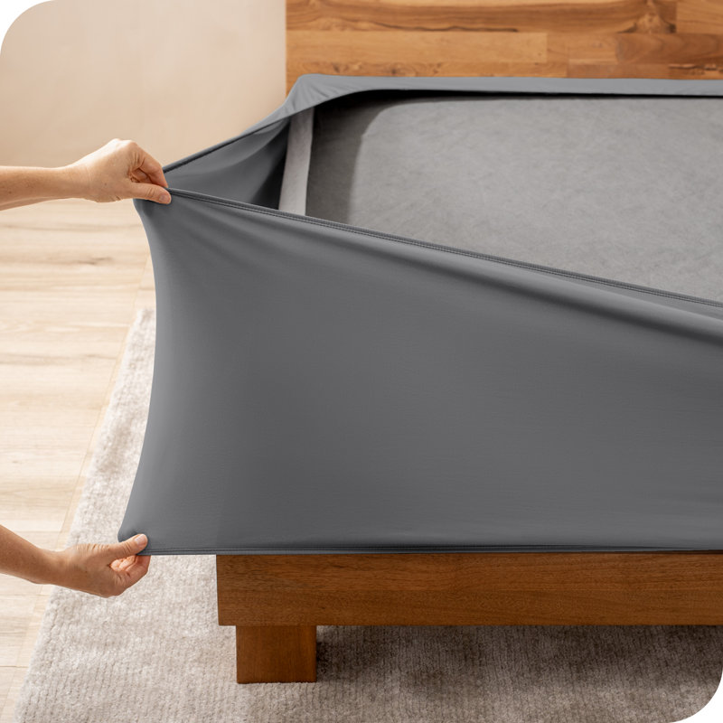 Housse de sommier enveloppante, gris, Grand