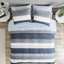Drap à rayures avec édredon et draps - Gris, bleu marine, bleu dans un style décontracté Lavable à la machine, drap de grande capacité pour lit simple en microfibre traité jusqu'à 12 po