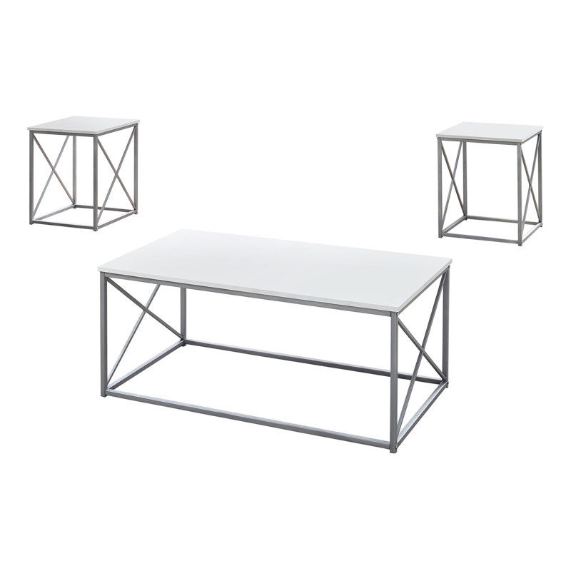 Ensemble de table, ensemble de 3 pièces, café, bout, côté, décor, salon, contemporain, moderne, Blanc
