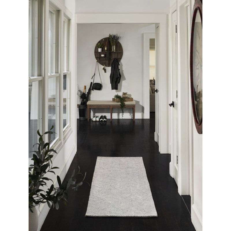 Chevron Handmade Tufted Wool Beige Area Rug, Runner 2'3" x 8'