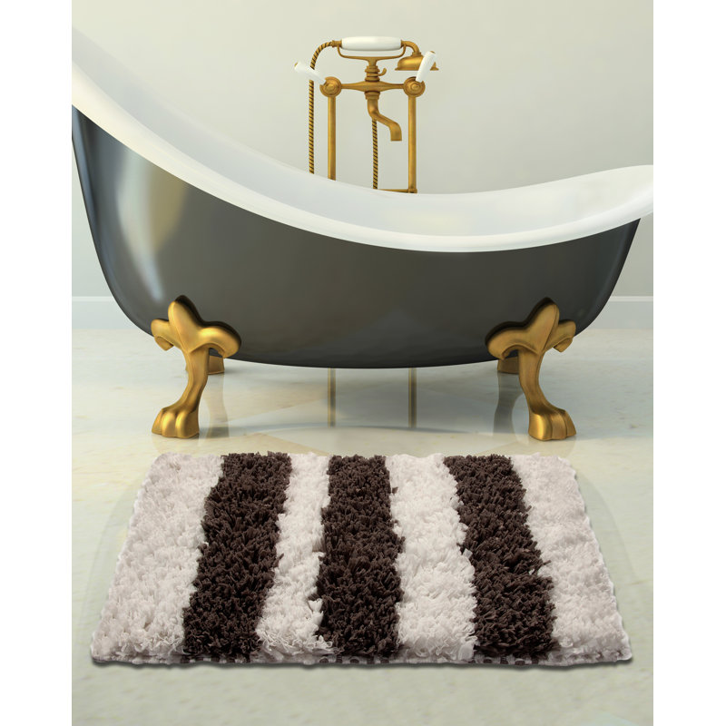 Pulver Non-Slip Bath Rug, 34" x 21", White/Gray