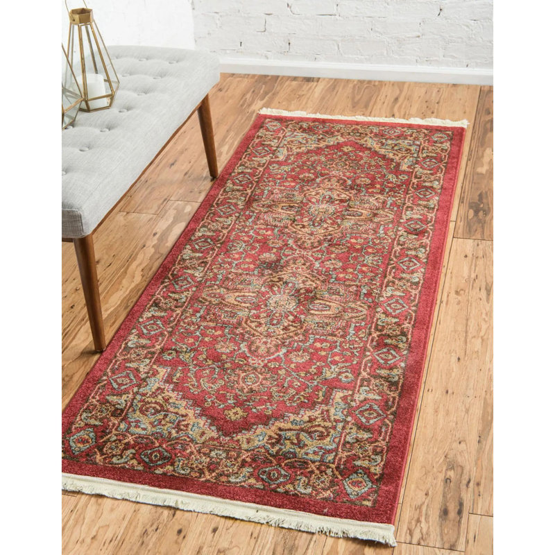 Tapis traditionnel Azar couleur merlot, Tapis de couloir 2 pi 7 po x 13 pi 1 po