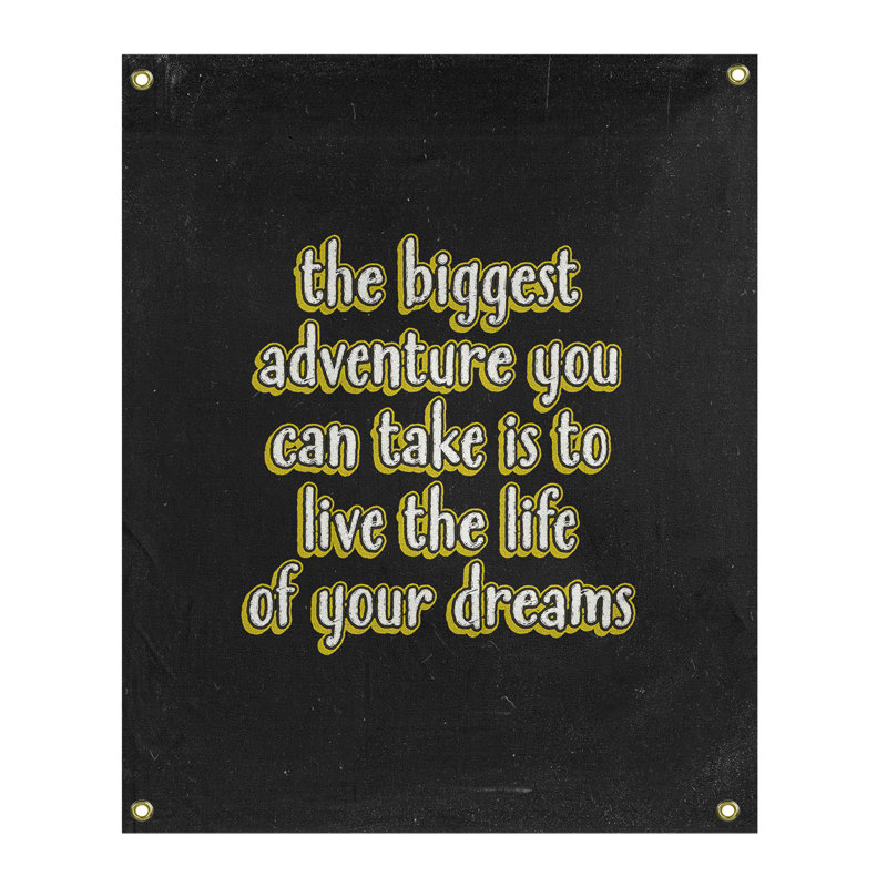 Tapisserie tableau noir en polyester le plus grand de la citation adventure, Jaune, H 36 po x l 26 po