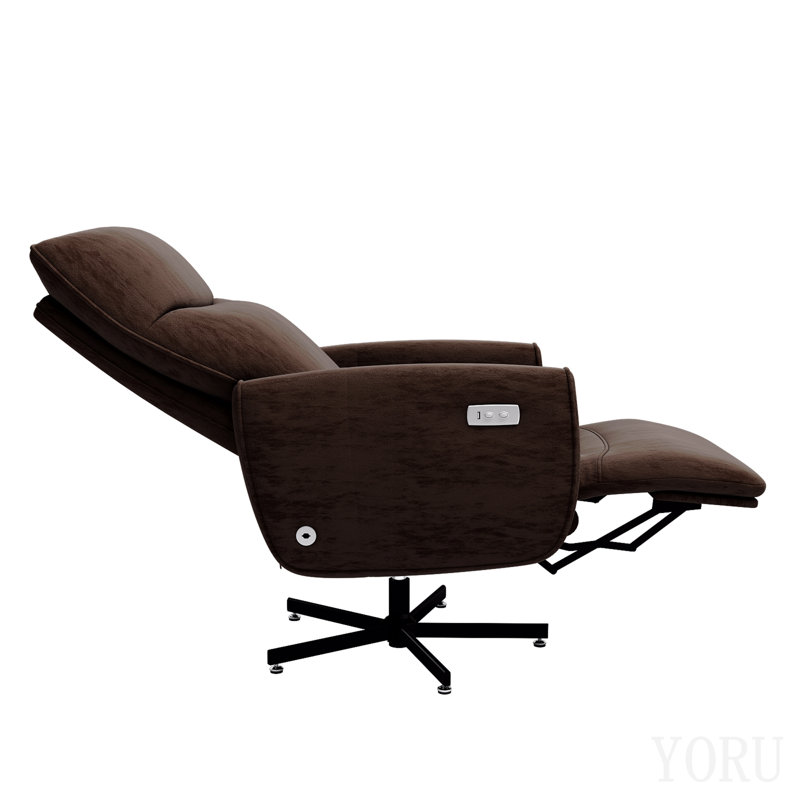 Power Swivel Recliner Chair, Electric Reclining With Usb & Type-C Charging, 360° Swivel Velvet Upholstered Accent Chair, For Home Office & Living Room, Easy Assembly, Coffee