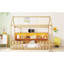 Lit simple avec lumière DEL, lit maison en bois avec bibliothèque de rangement, lit maison au sol avec garde-corps-1269779484