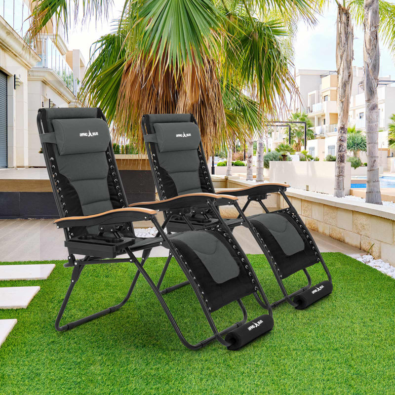 Chaise inclinable zéro gravité avec coussin, gris
