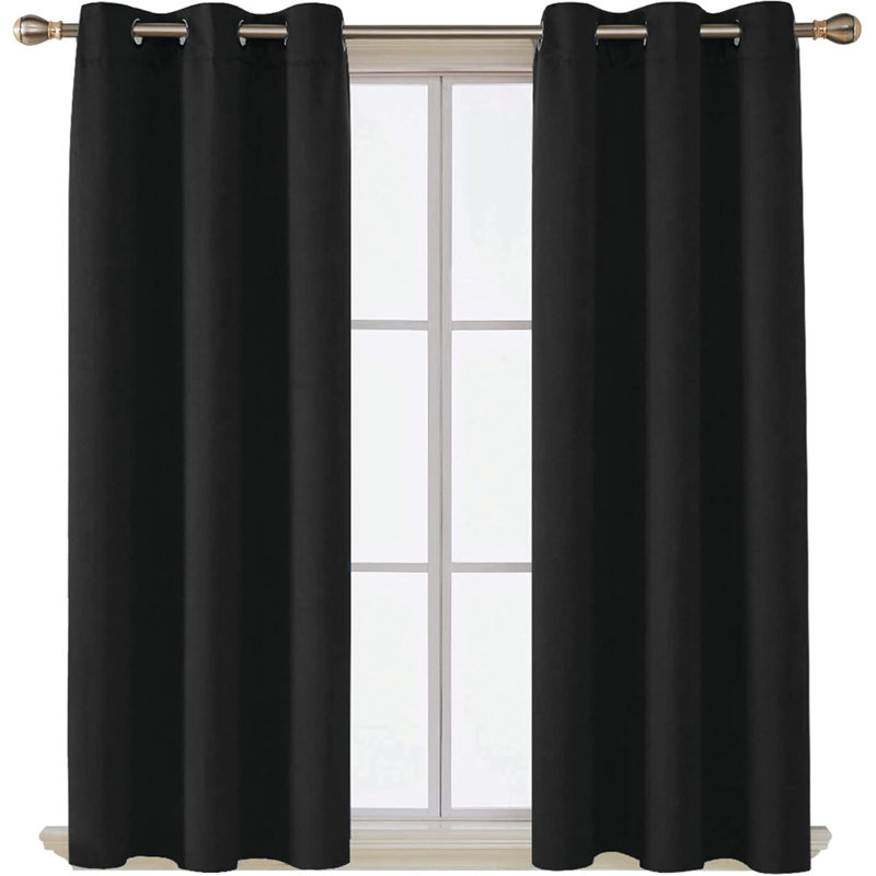 My Home Store Ultra-Soft Blackout Curtains Enguerran with Eyelets and Tie Backs, 167 W x 228cm D, Black