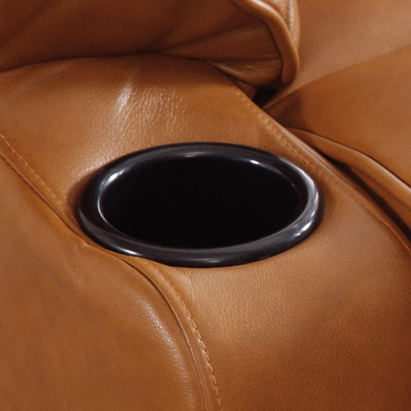 34.2'' Wide Modern Vegan Leather Swivel And Rocker Power Recliner Chair With USB Port, Brown