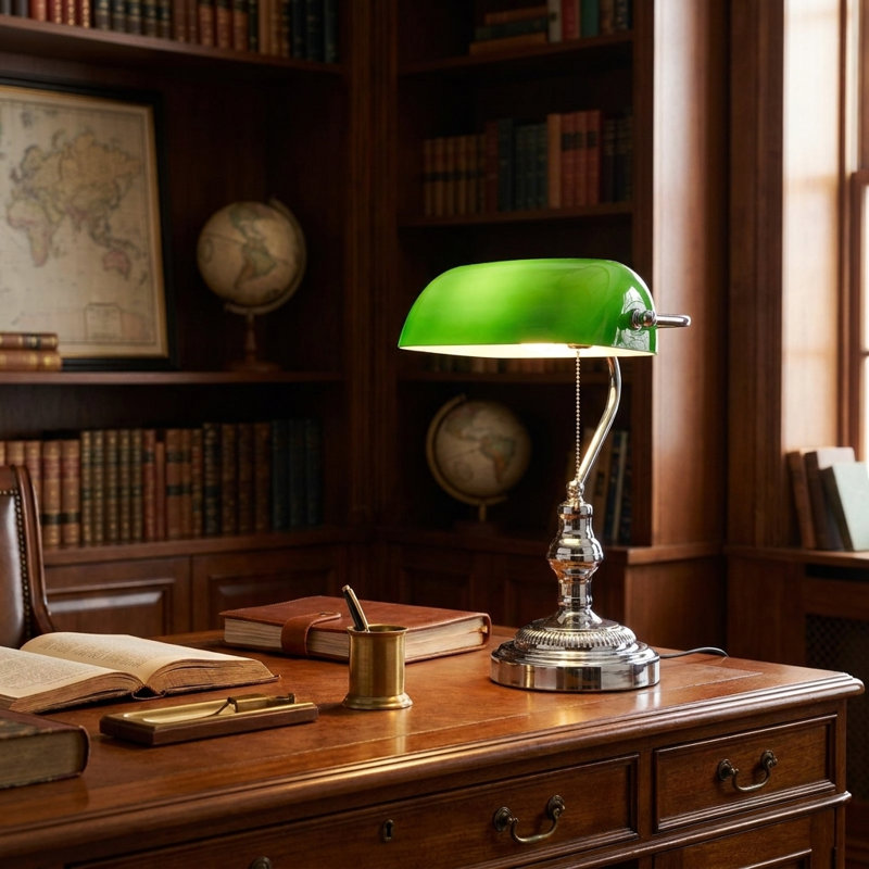 Lampe de table Kandace, Chrome, Vert