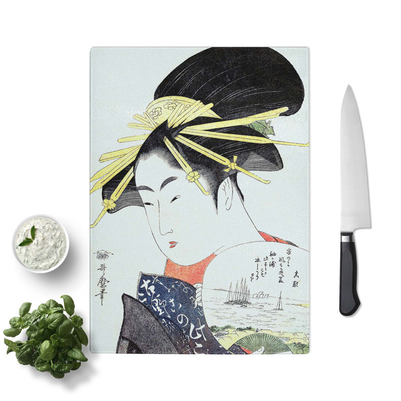 Tempered Glass Courtesan Konosumi Chopping Board, 28.5 cm W x 39 cm L