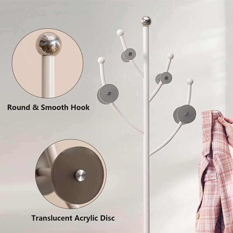 Coat Rack Freestanding With Marble Base, White