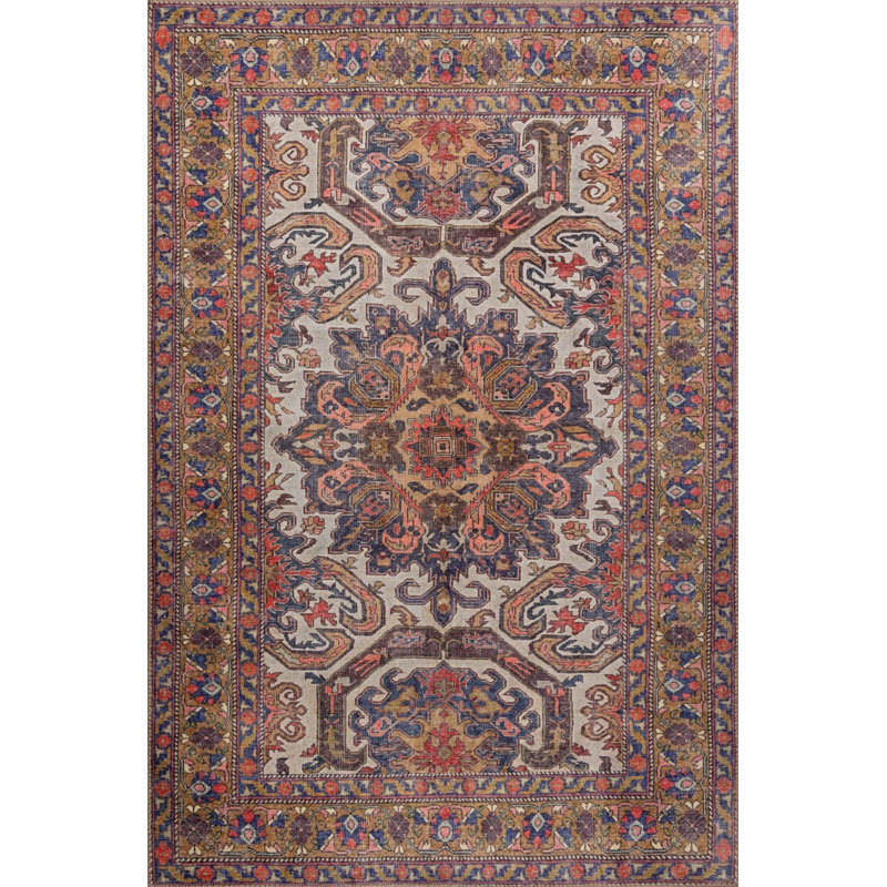 Tapis brun à motif tissé rétro, Rectangle 3 pi 10 po x 5 pi 3 po